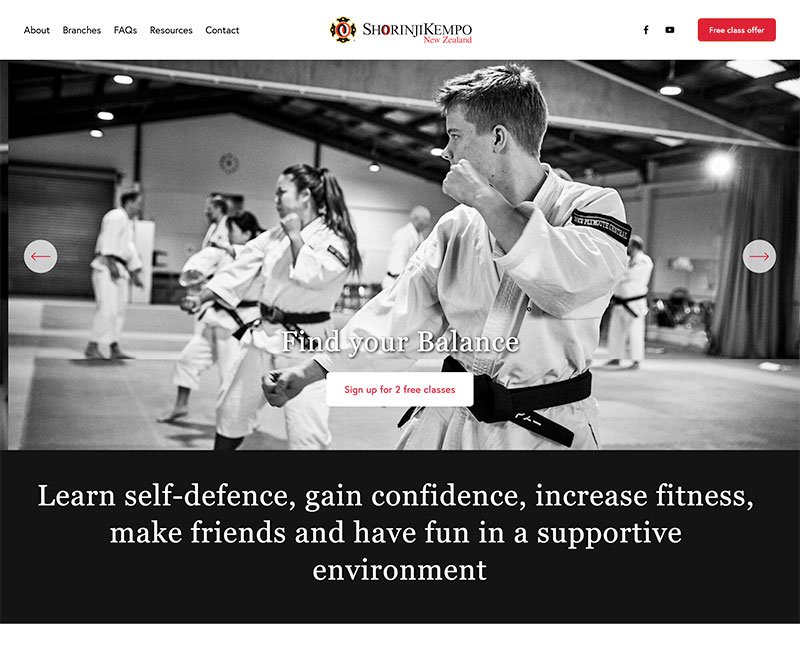Website design for Shorinji Kempo NZ Screenshot of the new website for Shorinji Kempo